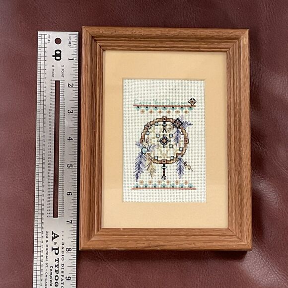 Design Works #731 Dream Catcher Cross Stitch “CATCH YOUR DREAMS” Framed 6 X 8” - Picture 7 of 7